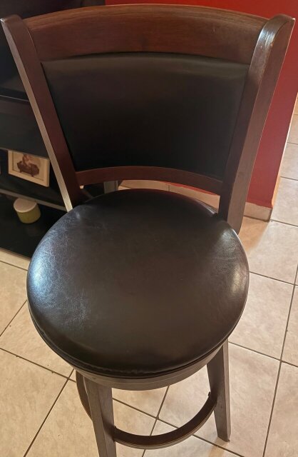Solid Wood And Leather Swivel Chair