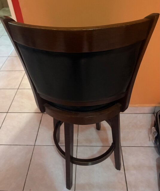 Solid Wood And Leather Swivel Chair
