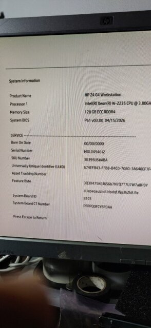 HP Z4 G4 CAD WORKSTATION COMPUTER