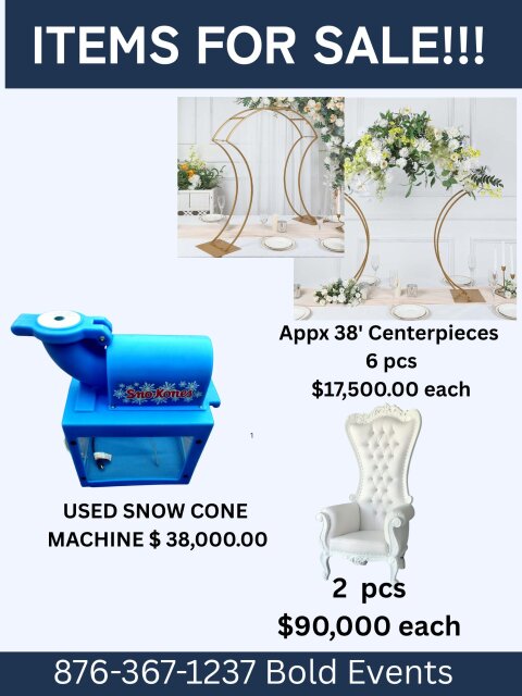 Party Rental Items For Sale Venues & Equipment Priory St.Ann
