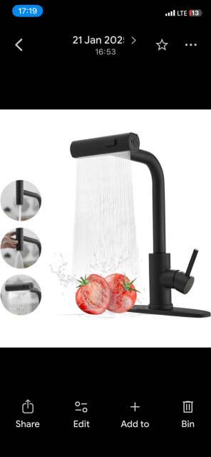 Matte Black Rainfall Kitchen Mixer Other Market HWT