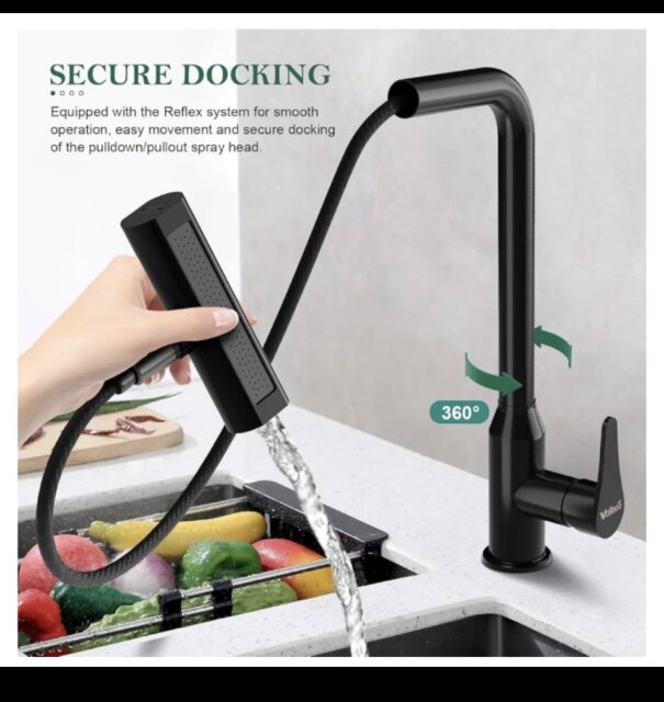 Matte Black Rainfall Kitchen Mixer