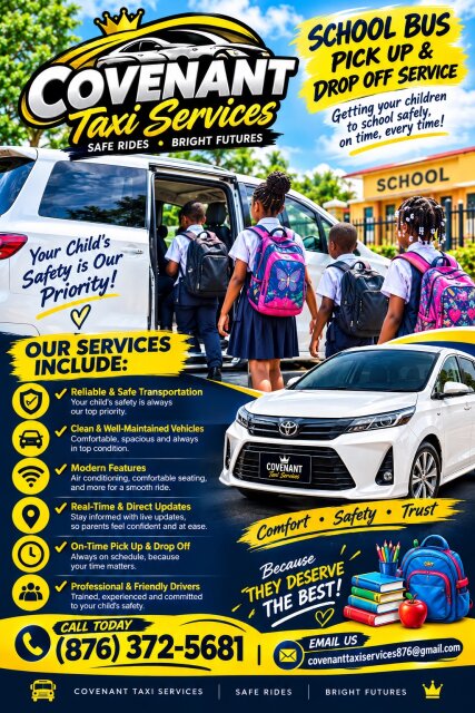 School Bus/ Taxi Pick Up / Drop Off Services Schools Portmore