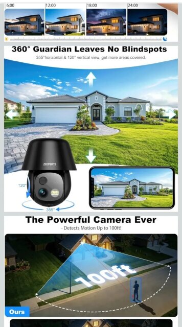 Zeeporte 4G LTE Solar- Powered  Security Camera
