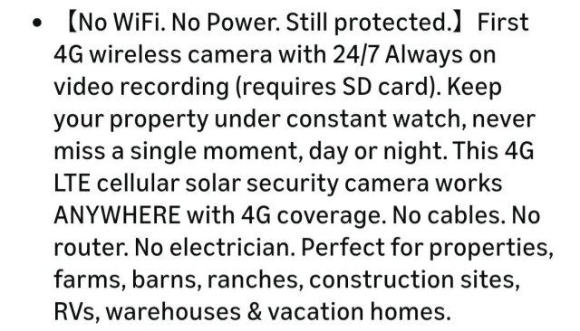 Zeeporte 4G LTE Solar- Powered  Security Camera