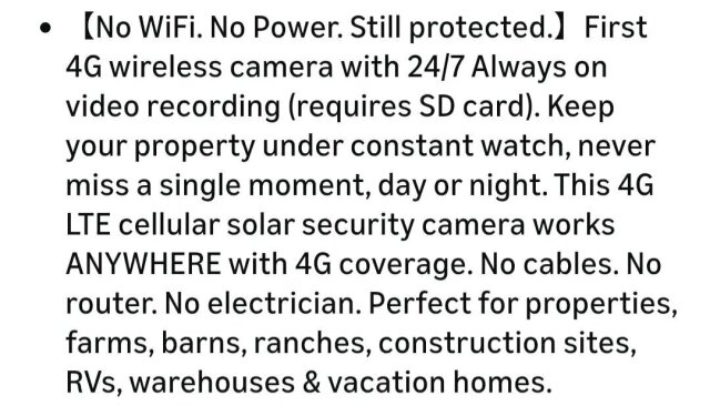Zeeporte 4G LTE Solar- Powered  Security Camera