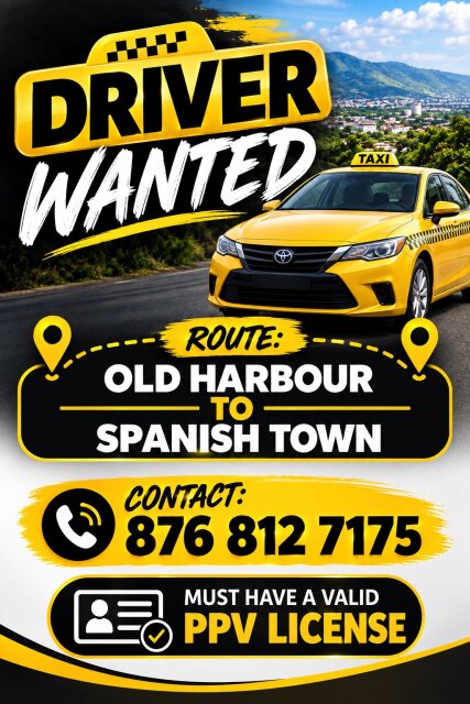 Route Taxi Driver Full Time Jobs Old  Harbour