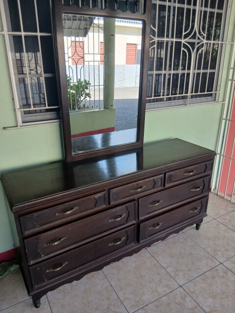 Vintage Hardwood 7 Drawer Dresser: