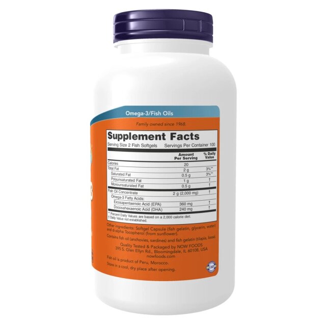 NOW FOODS Omega-3 Fish Oil 200 Caps