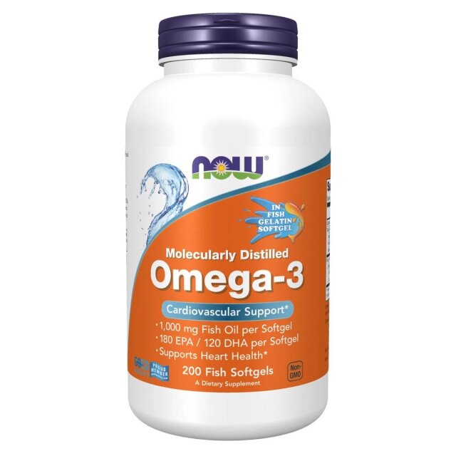 NOW FOODS Omega-3 Fish Oil 200 Caps Pills Mandeville