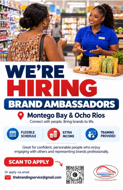 Hiring Brand Ambassadors – Montego Bay & Ocho Rios Part Time Jobs Mo-Bay And Ocho Rios