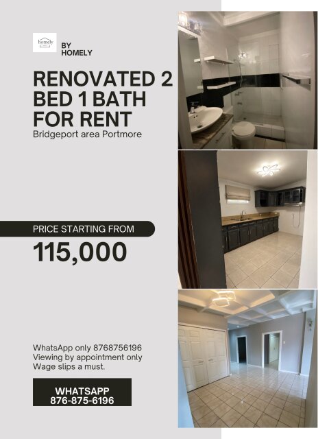Beautifully Renovated 2 Bedrooms in Portmore Apartments Portmore