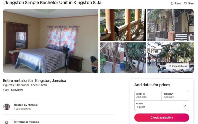 Convenient 1 Bedroom Bachelor Unit in Kingston 8
